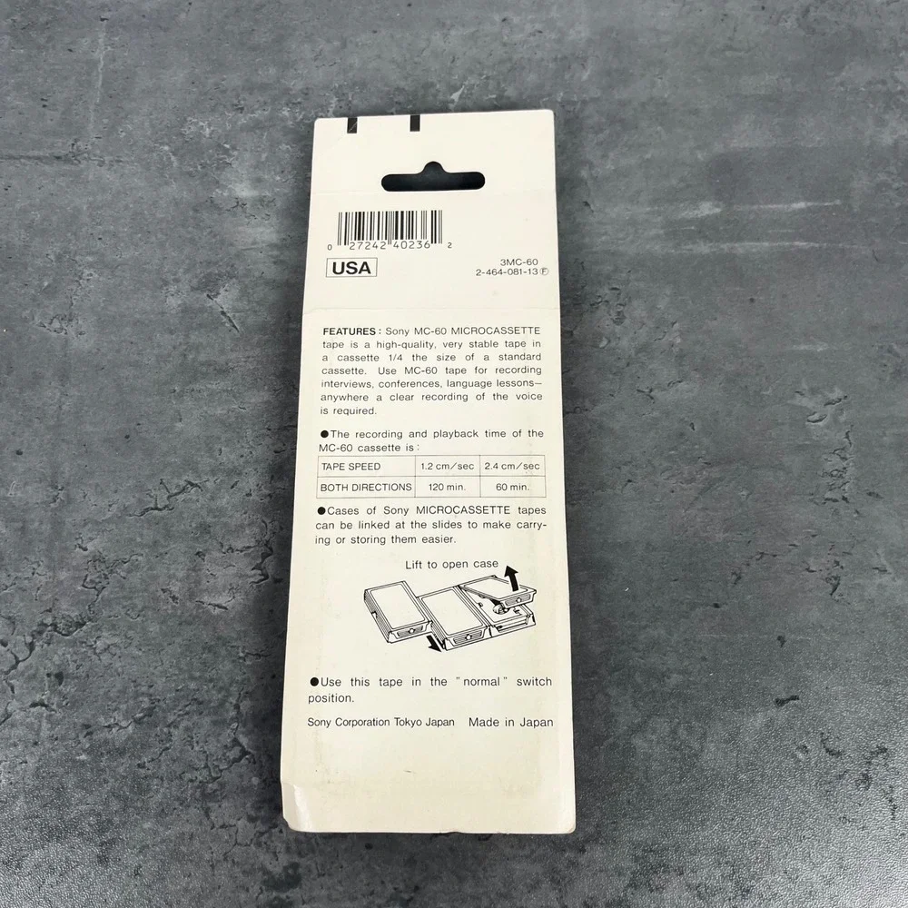 Sony MC-60‎ Microcassette 60 Minute Normal Position 3-Pack 3MC-60 Made in Japan